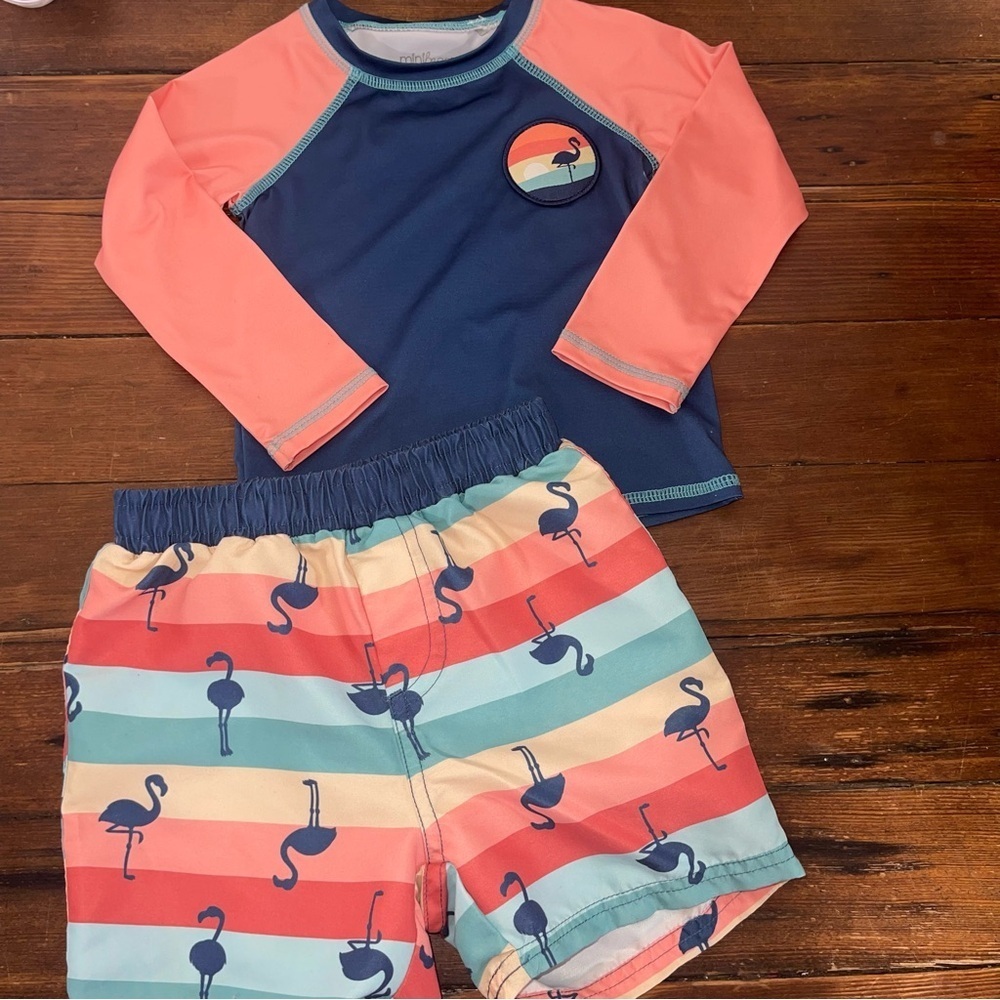 Kids Flamingo Swim Set - Blue and Pink